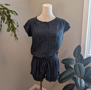 Vintage Forever 21 Midnight Blue Tie Waist Romper